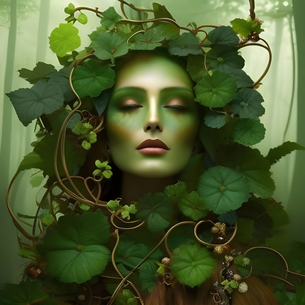Plant Creature Covered in Vines in Magical Forest