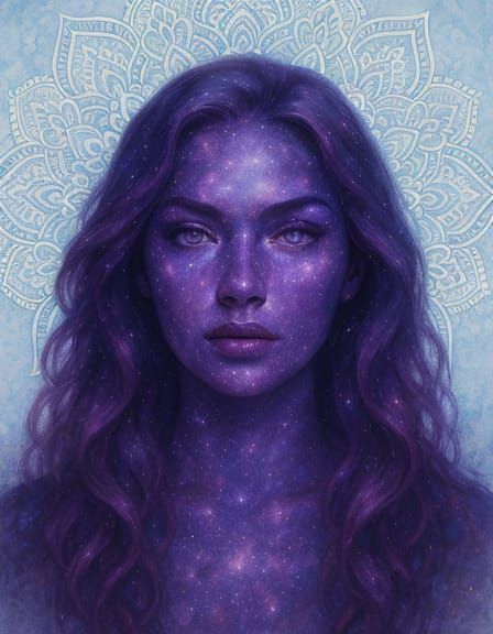 Hyperrealistic Portrait of a Cosmic Woman in Digital Art