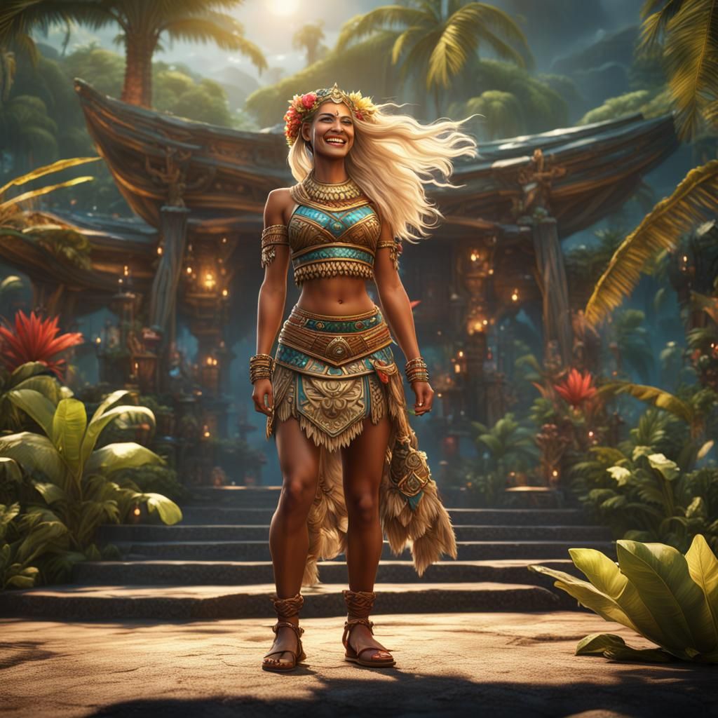 Beautiful Polynesian Goddess: Detailed Matte Painting
