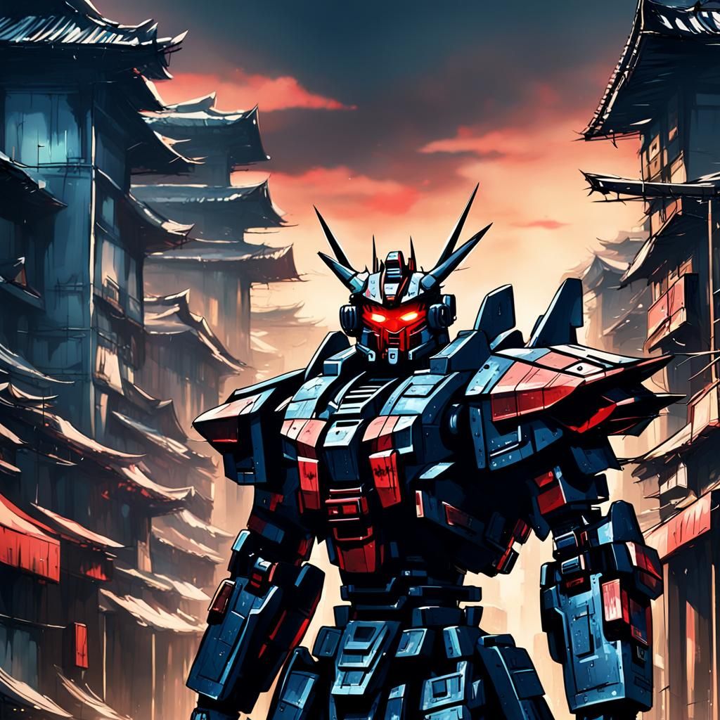 Anime Character in Abandoned City: Cel-Shaded Manga