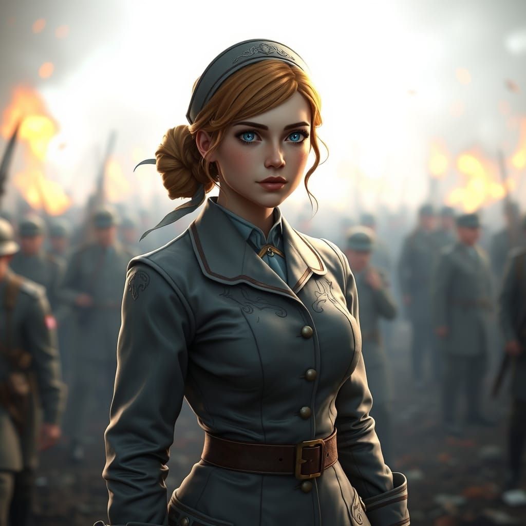 Resolute English Nurse in World War I Era, Anime-Inspired