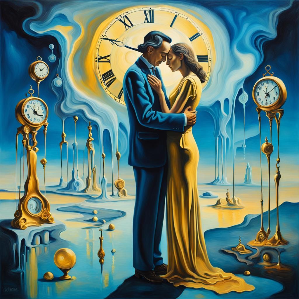 Surreal Love Scene in Salvador Dali Style