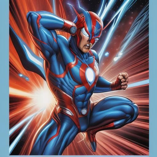 Ultraman in Dynamic Comic Book Art Style