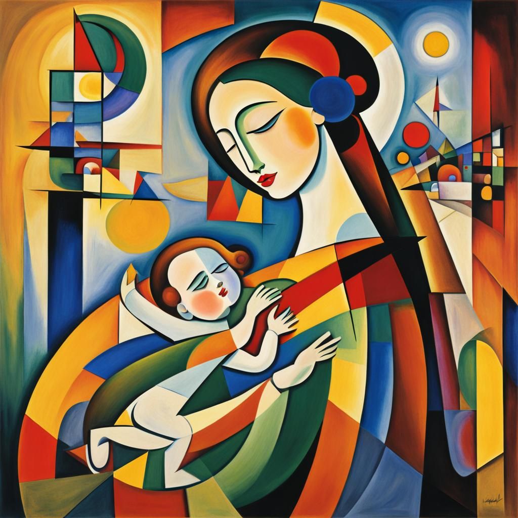 Abstract Mother and Child, Kandinsky Style