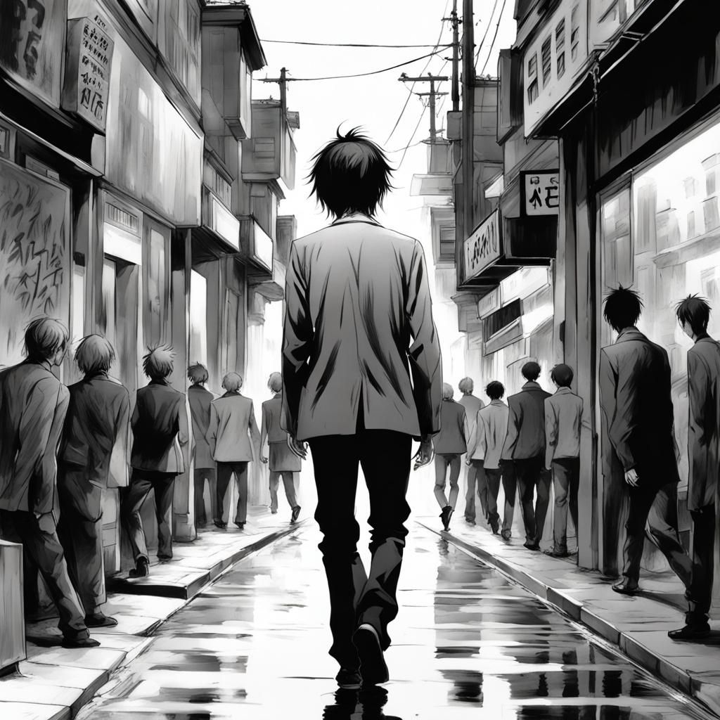 Existential Crisis: A Seinen Manga Scene in Black and White