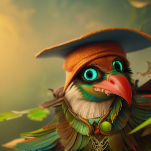 Intricate Pirate Parrot in Stormy Seas, 3D Render