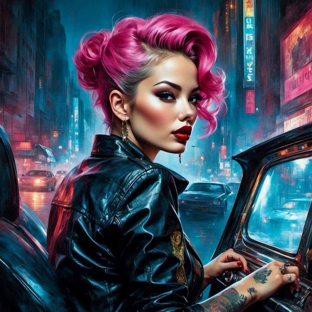 <lora:Grunge-Poster:1.0>Insanely beautiful Retro rockabilly ...