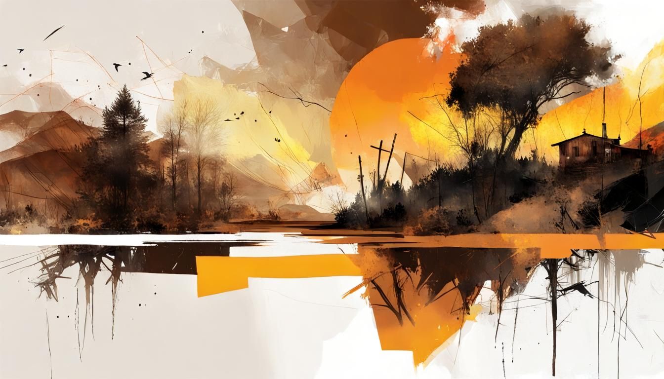 Sunset Landscape Double Exposure in Warm Tones