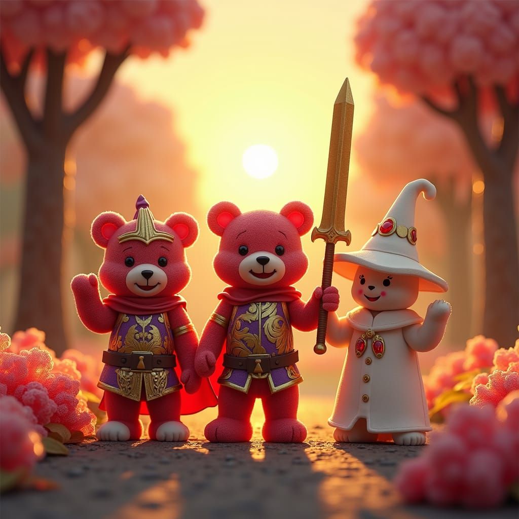 Sugartown Heroes in Setting Sun: Cinematic Film Still