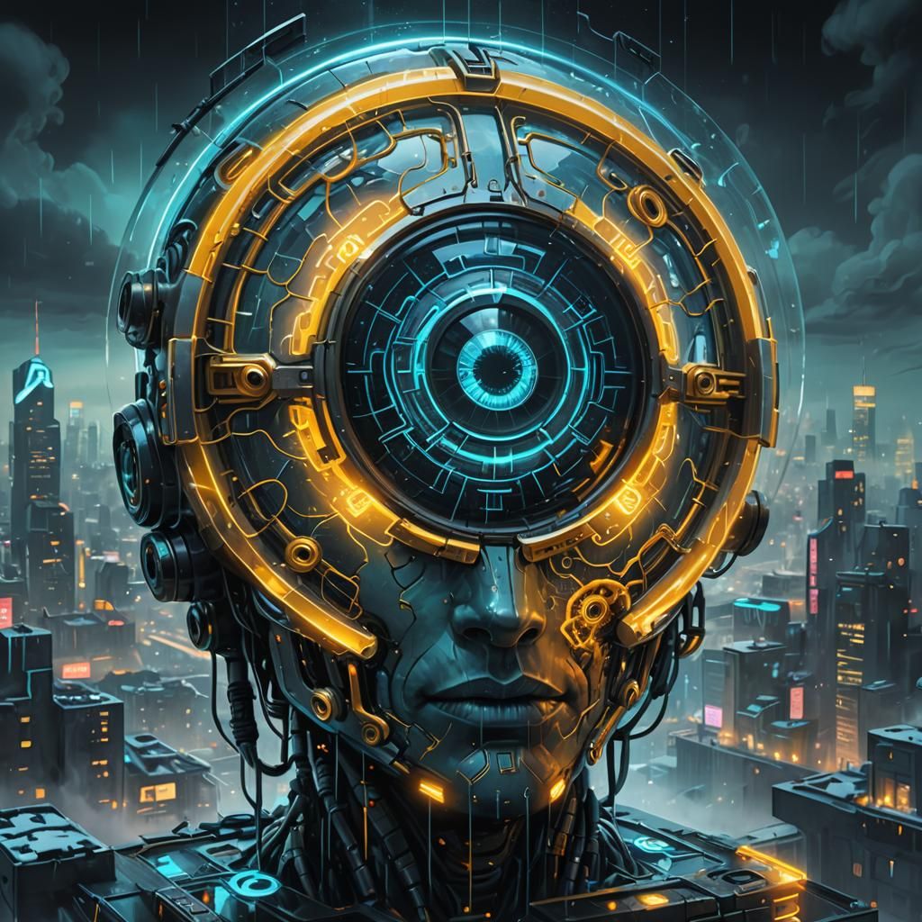 Bioluminescent Eye in Glass A: Cyberpunk Neon Art