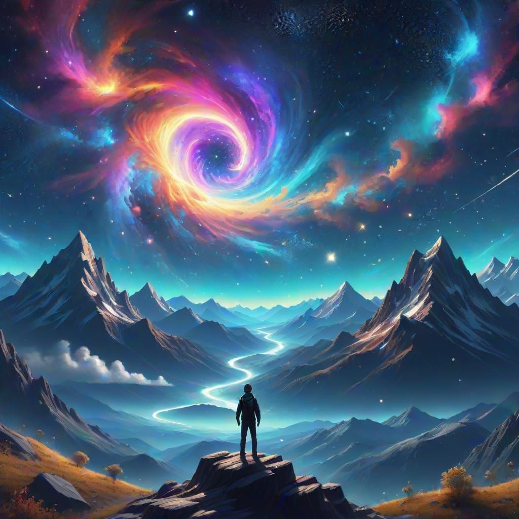 Celestial Masterpiece of a Man in the Starry Sky