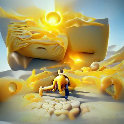 Melting Cheese Man in Agonizing Sunlight