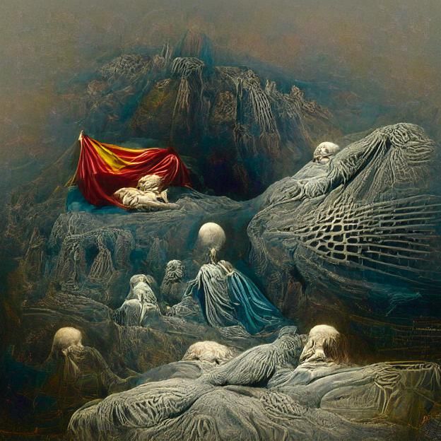 Abyssal Sleeper: Gothic Oil Painting