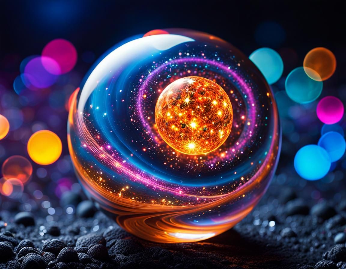 Radiant Solar System Sphere in Psychedelic Space