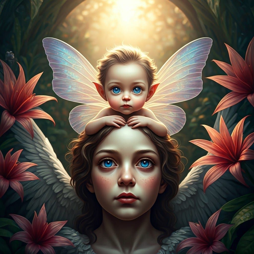 Fairy on Angel in Impressionist Style