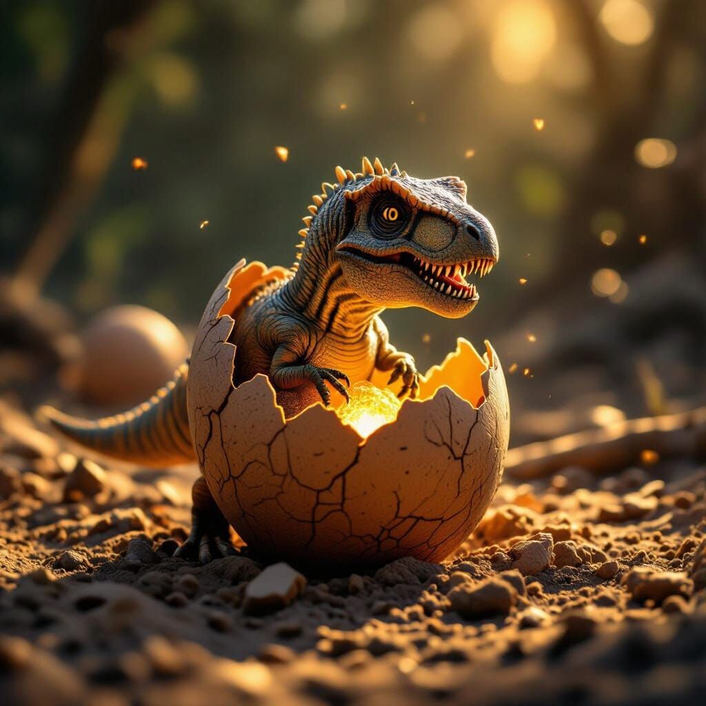 Baby T-Rex Hatches in Golden Hour Nature Documentary