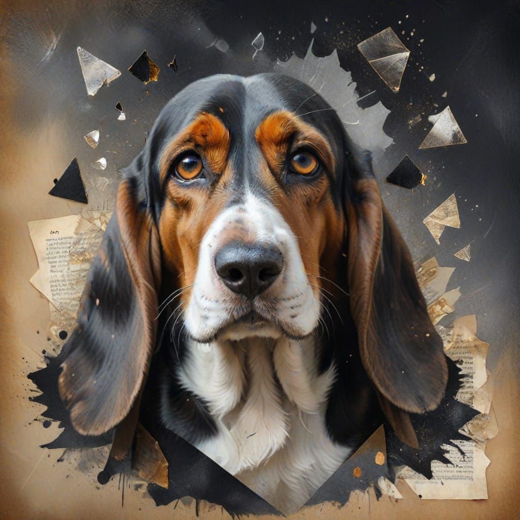 Basset Hound Detective in Vibrant Oil Painting Style