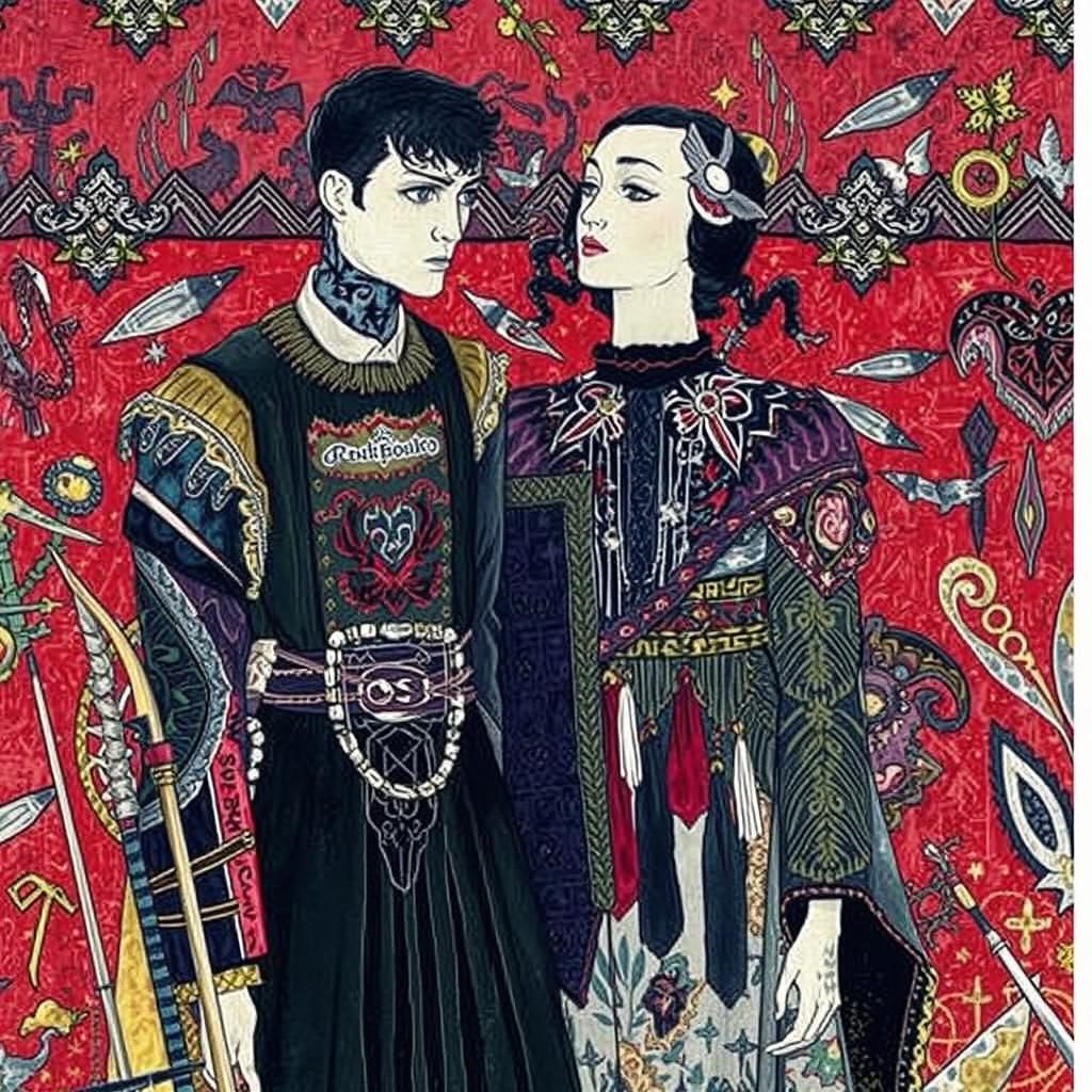 Warrior in Art Nouveau and Watercolor Style