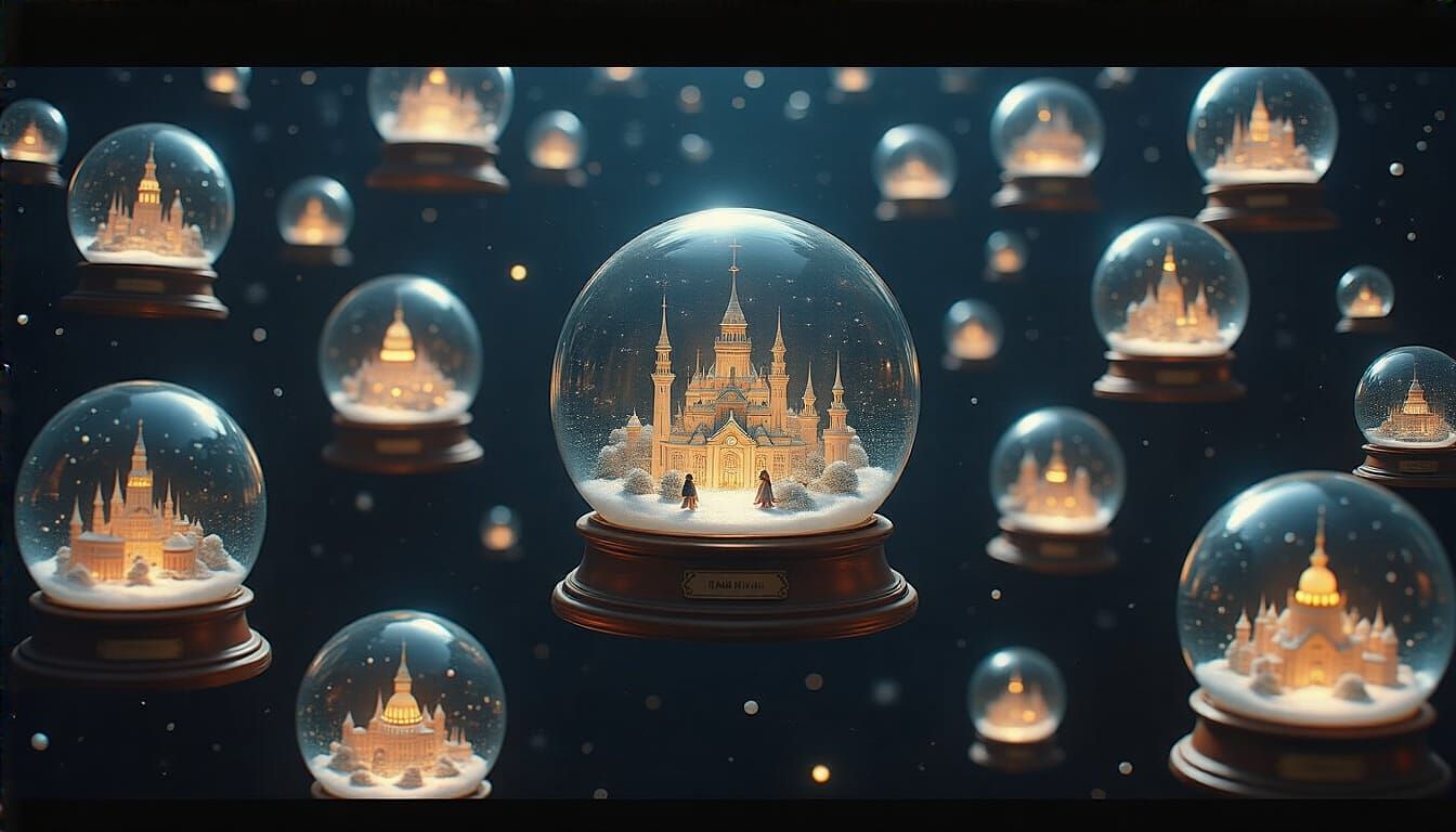 Metropolis Snow Globes Floating in Space