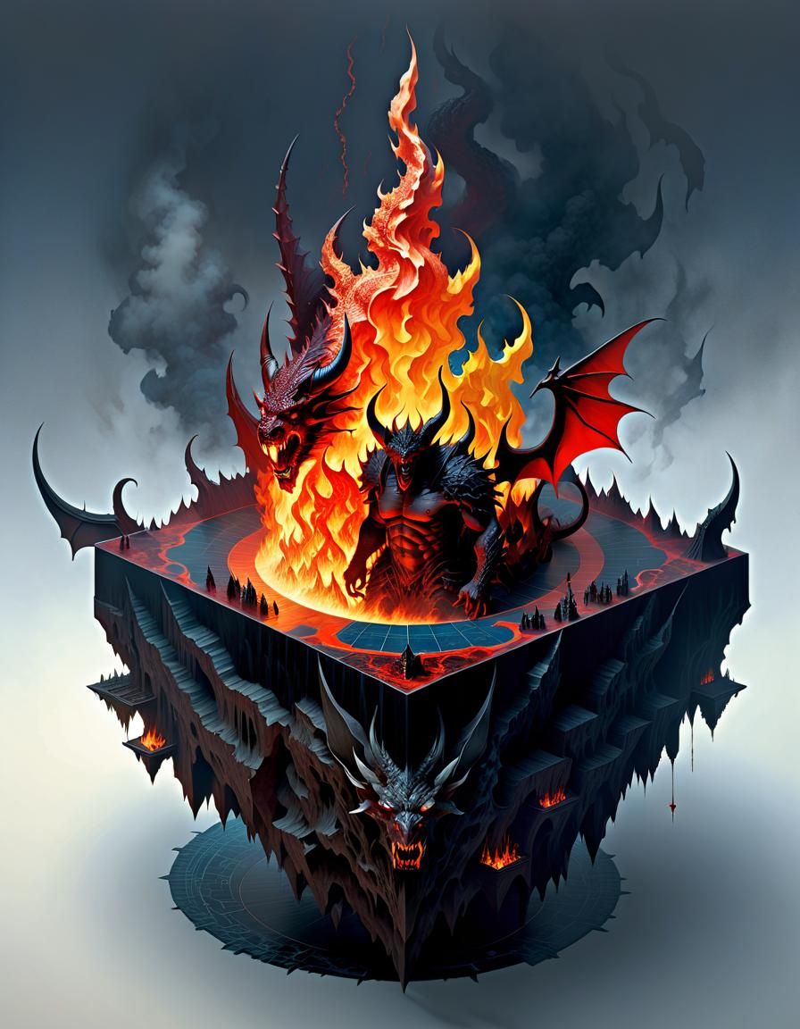 Isometric Hell Chart in Necronomicon Style