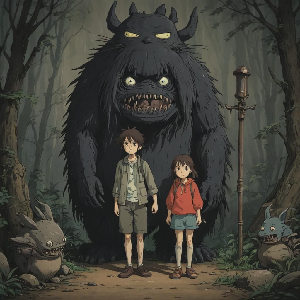 Grimdark Scene in Studio Ghibli Style