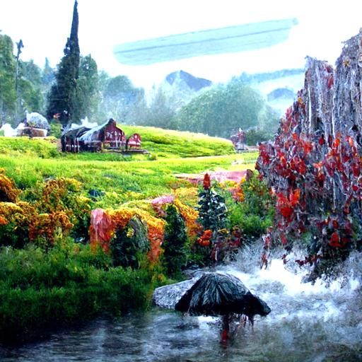 Rainy Meadow Landscape in Luminist Style