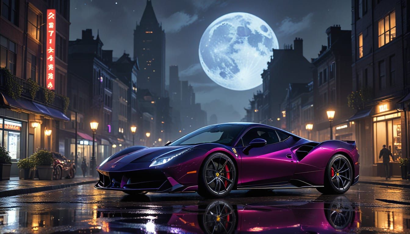 Gothic Ferrari in Gotham City