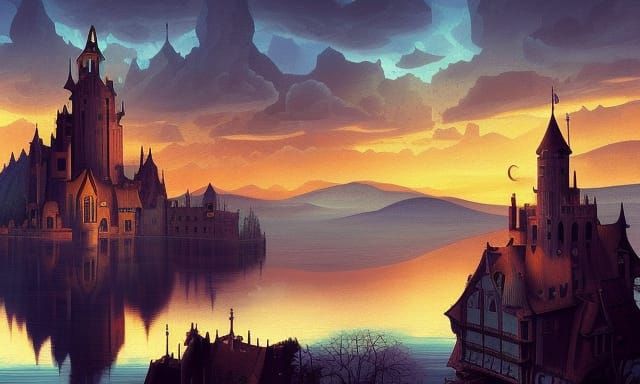 Castle by a lake