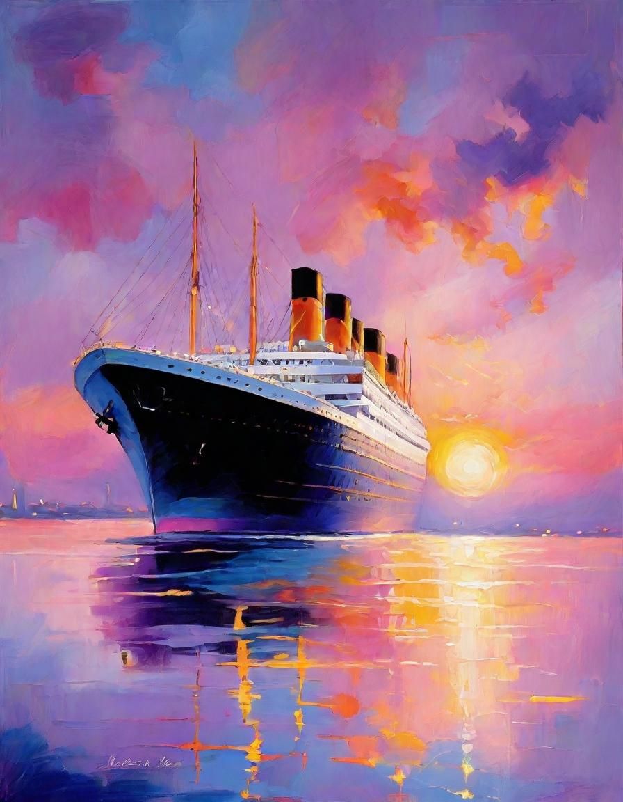 Titanic Leaving Southampton in Dreamy Watercolor Style