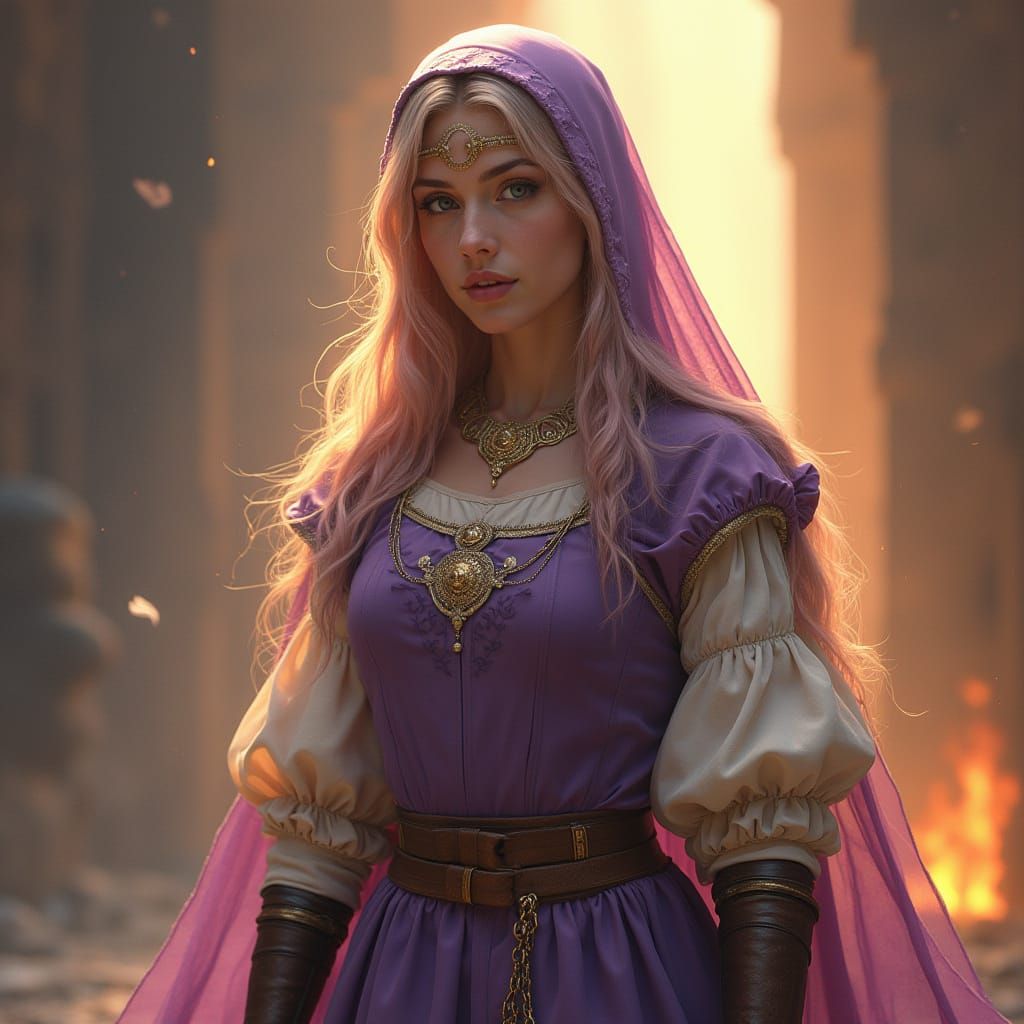 Fire-Unicorn Rider Dragon-Princess in Chainmail