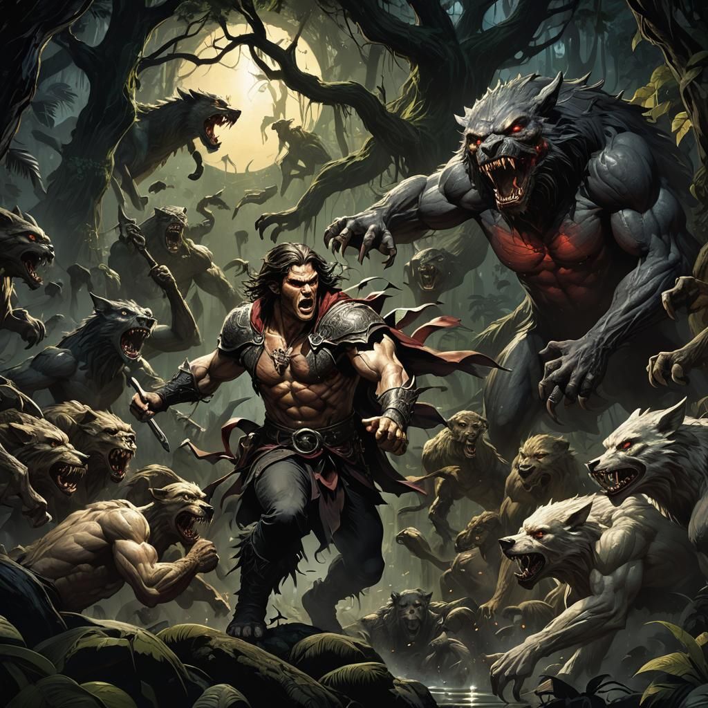 Demon's Jungle Rescue: Dark Fantasy Art