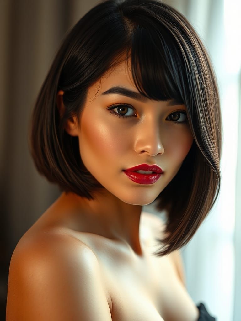 Glamour Portrait of Woman with Bob Haircut