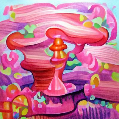 Fancy Pink Nuclear Mushroom in Candyland Style