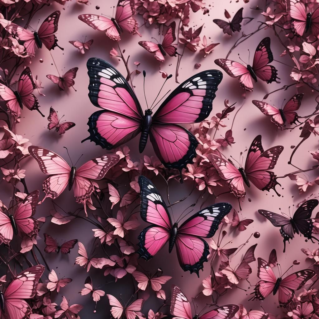 Fantastical Pink Butterfly Concept Art in Deep Color