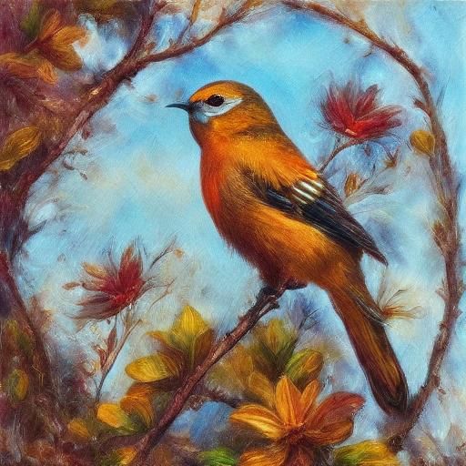 Bird in Oil Painting Style of James Gurney