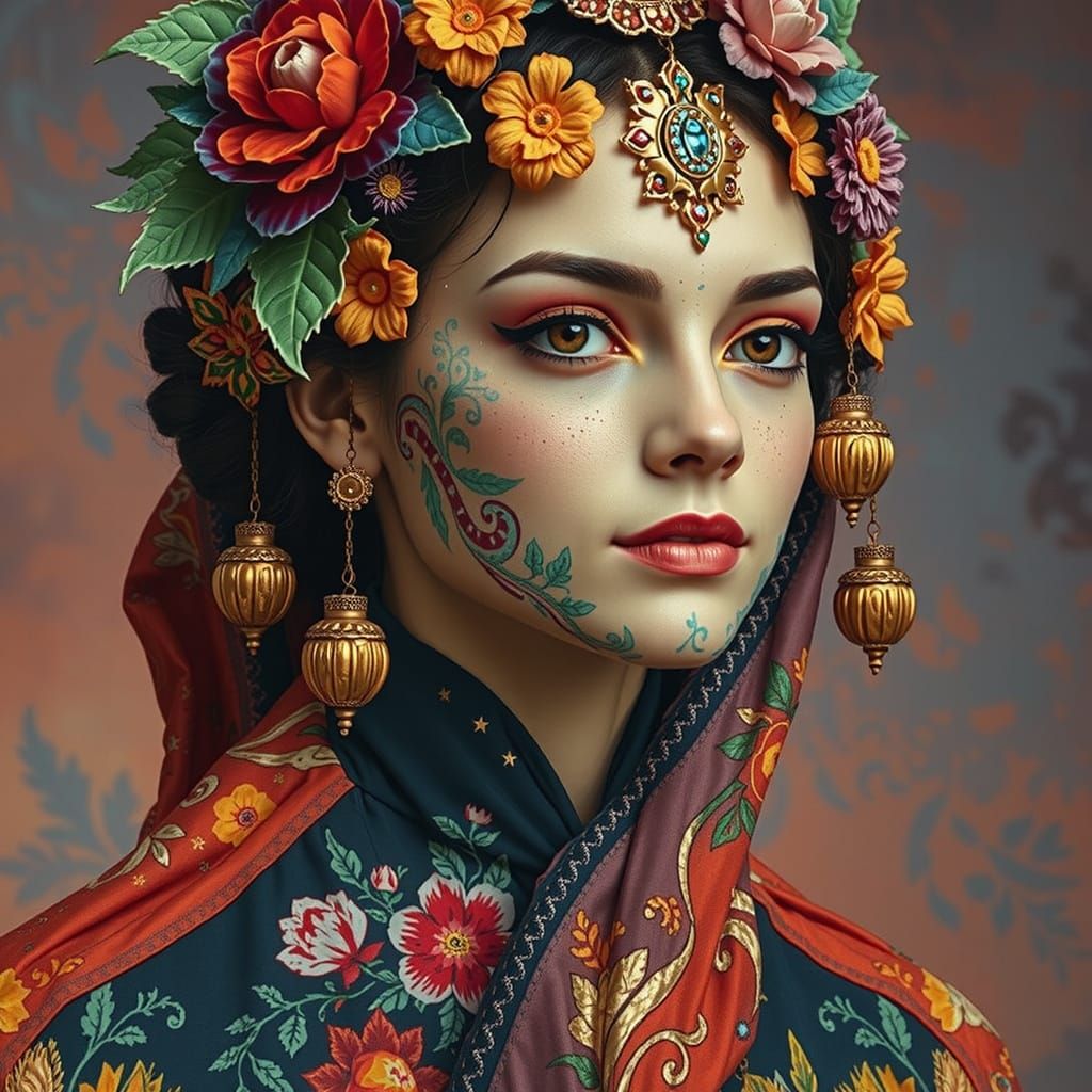 Psychedelic Garden of Cosmic Mystery in Bold Hues