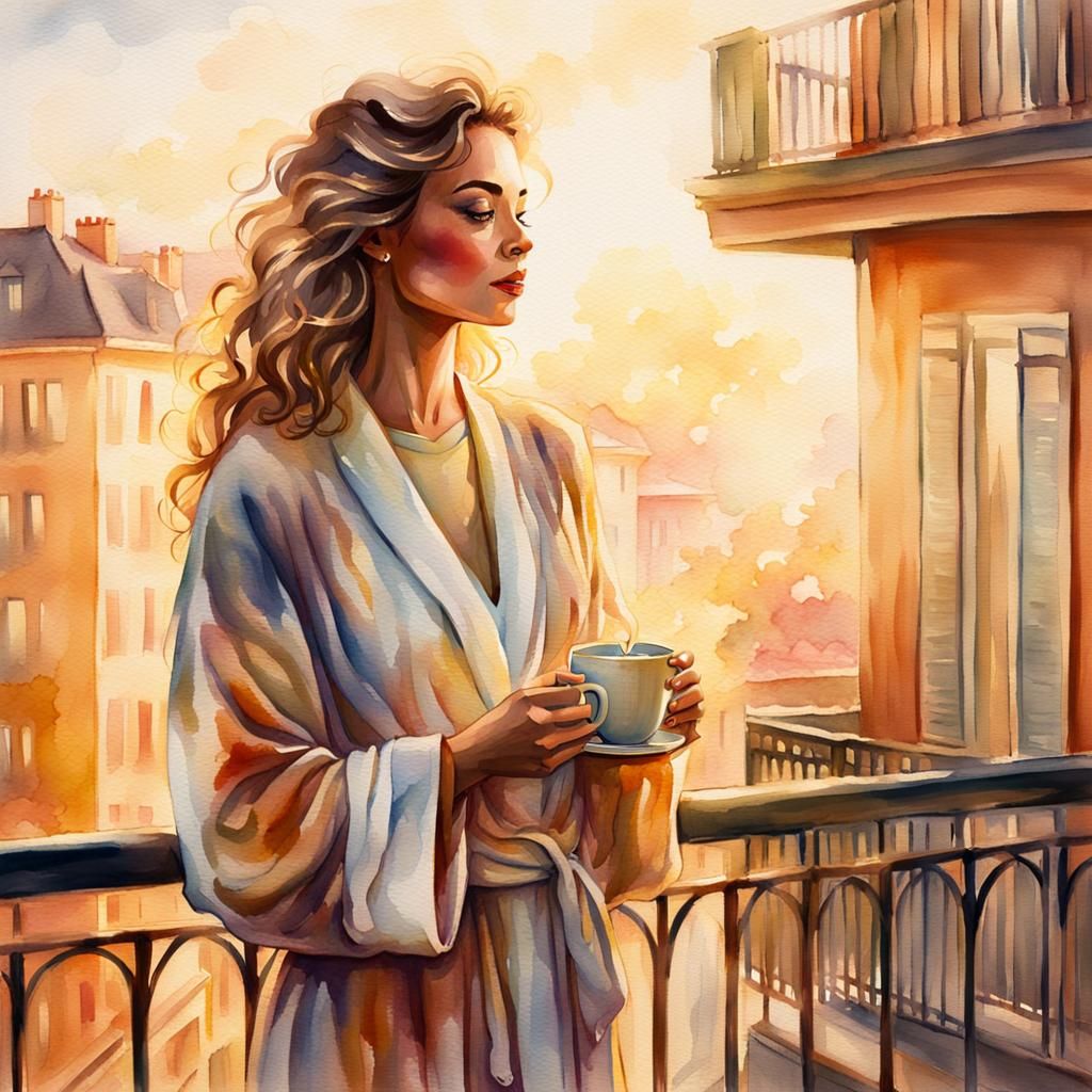 Serene Morning Elegance in Soft Watercolor Style