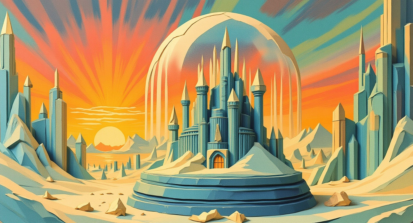 Kandor in Snow Globe: Retrofuturistic Comic Art