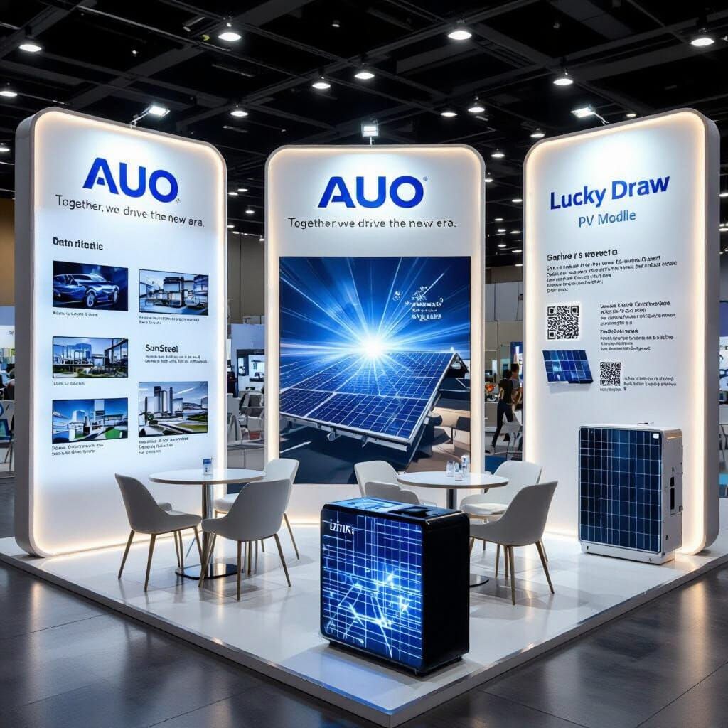 Modern AUO Peninsula Booth Design with Backlit Walls
