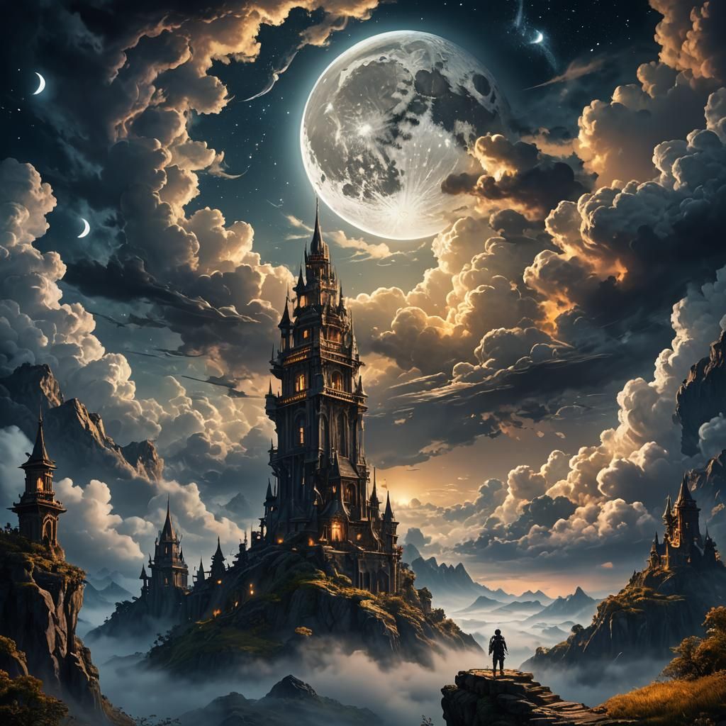 Mystical Moon Guardian in Detailed Matte Painting