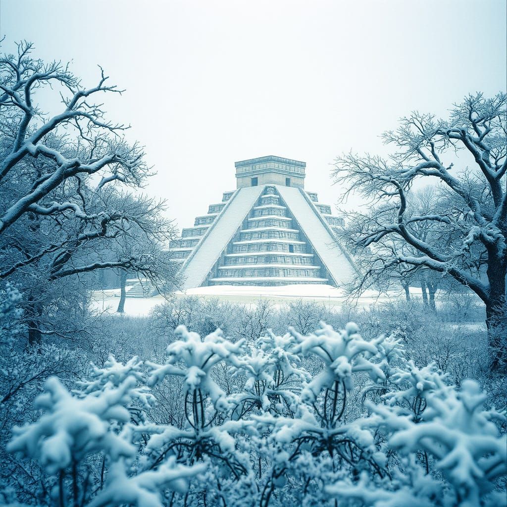 Chichen Itza Pyramid Under Ice, Cinematic Style