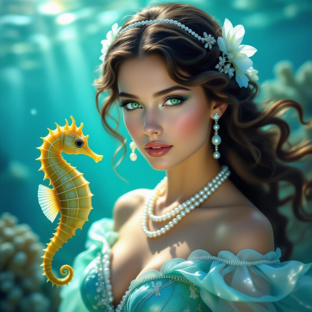 Emerald-Eyed Sea Princess in Luminous Coral Reef