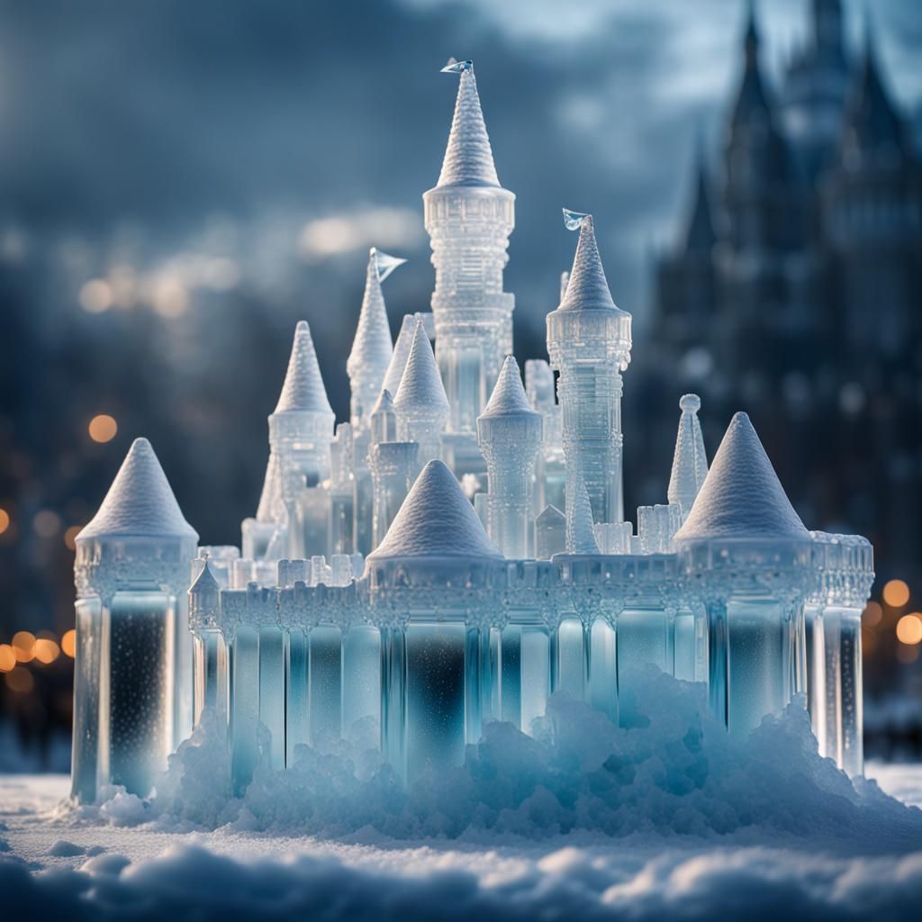 Epic Ice Castle Sculpture: Cinematic Photography