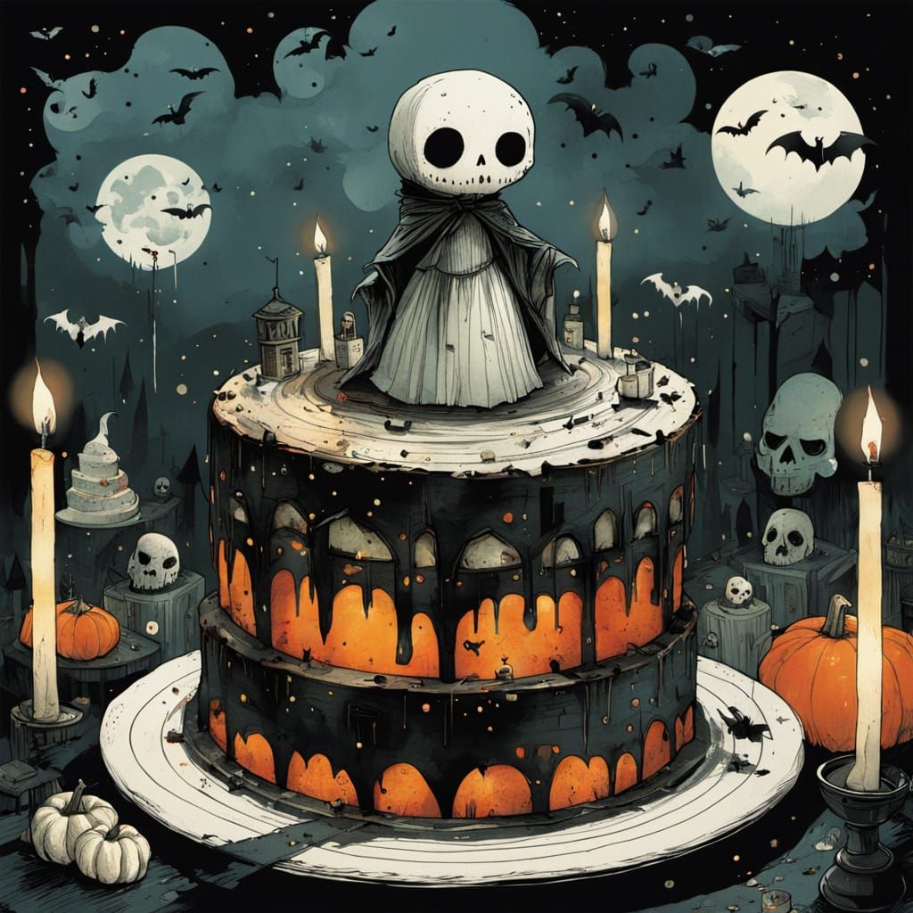 Spooky Birthday Celebration with Haunted Cakes and Ghostly G...