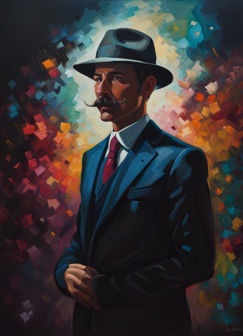 Man in Fedora: A Vibrant Oil Painting