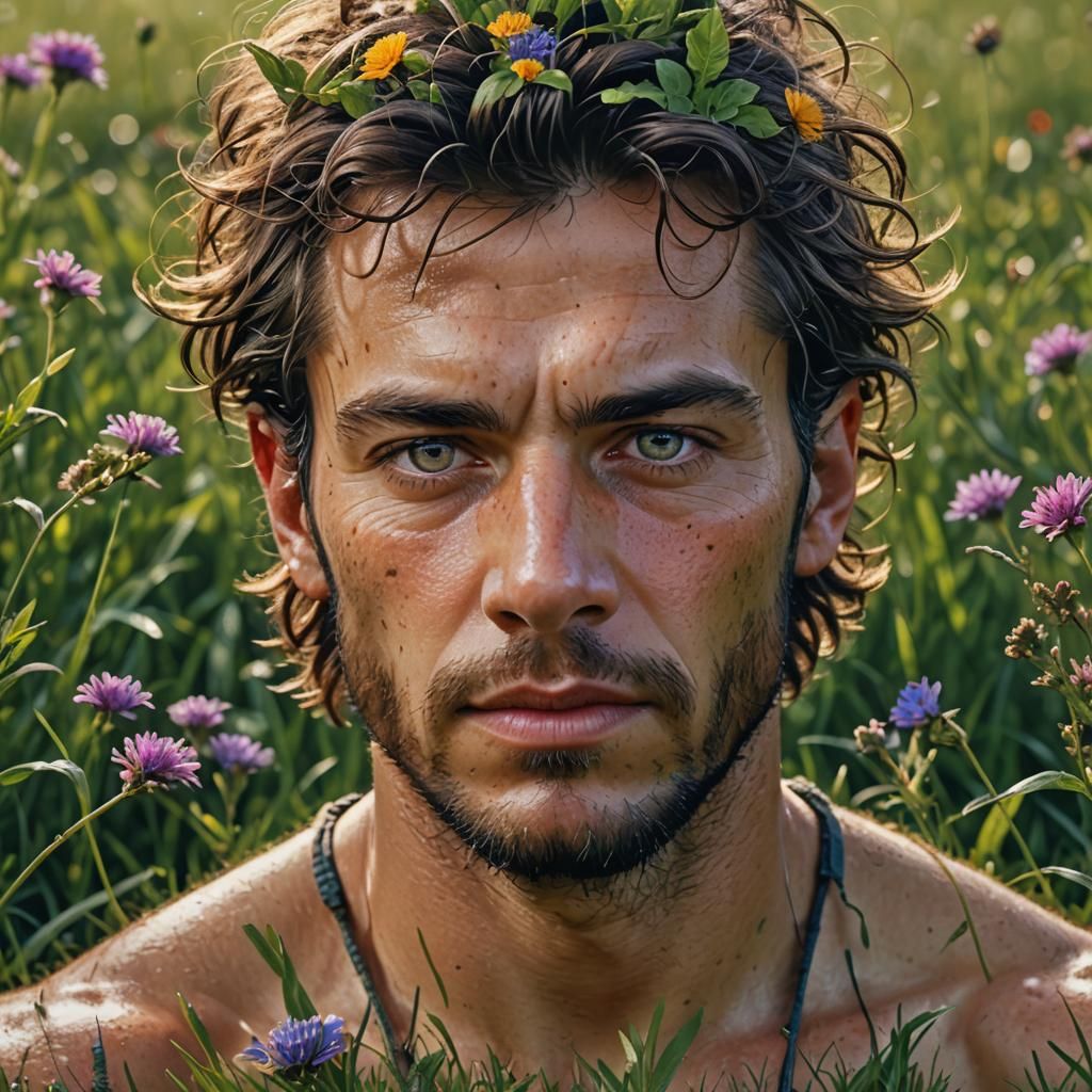 Foal Portrait in Lush Meadow: Hyper-Realistic Digital Art