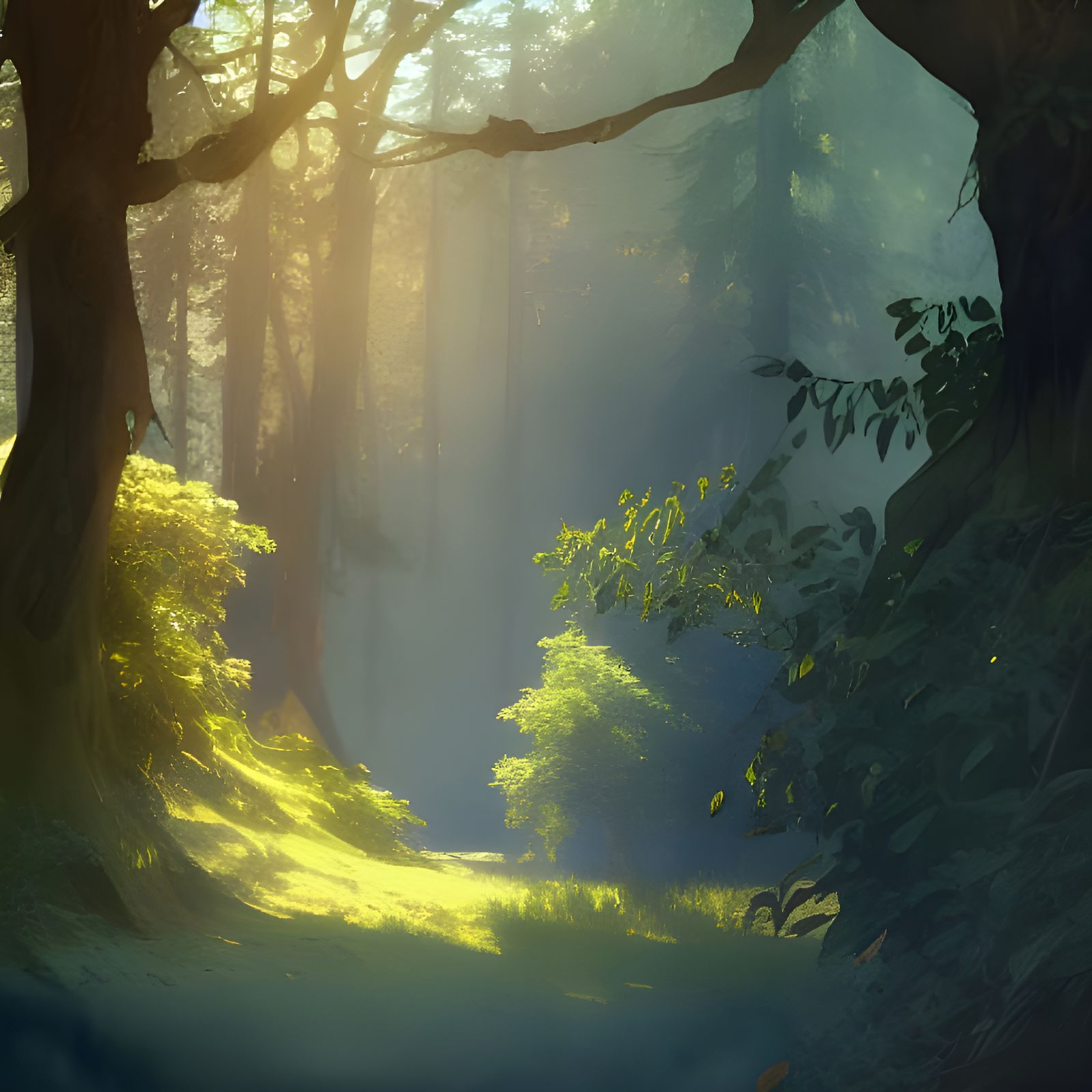 Lush Forest: Hyperdetailed Watercolor Painting