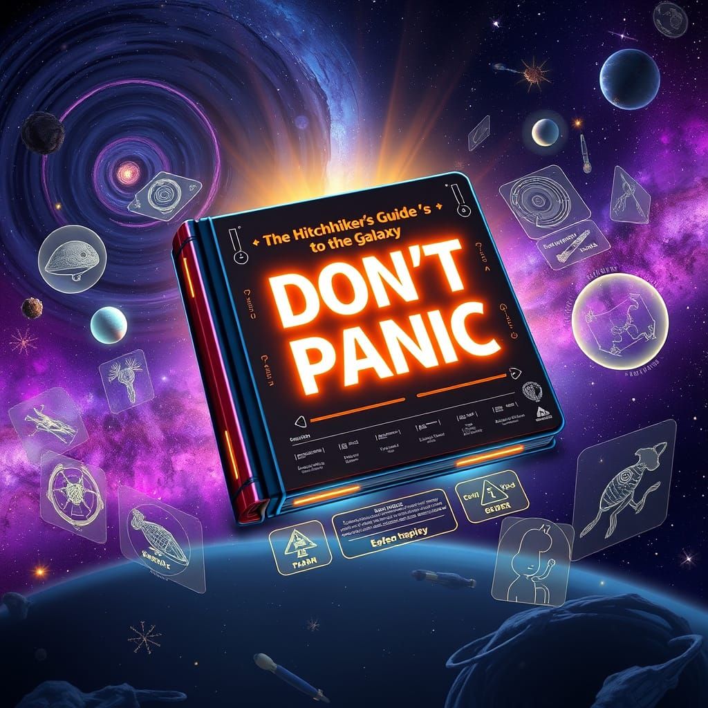 Surreal Futuristic Guide to the Galaxy with Interactive Disp...