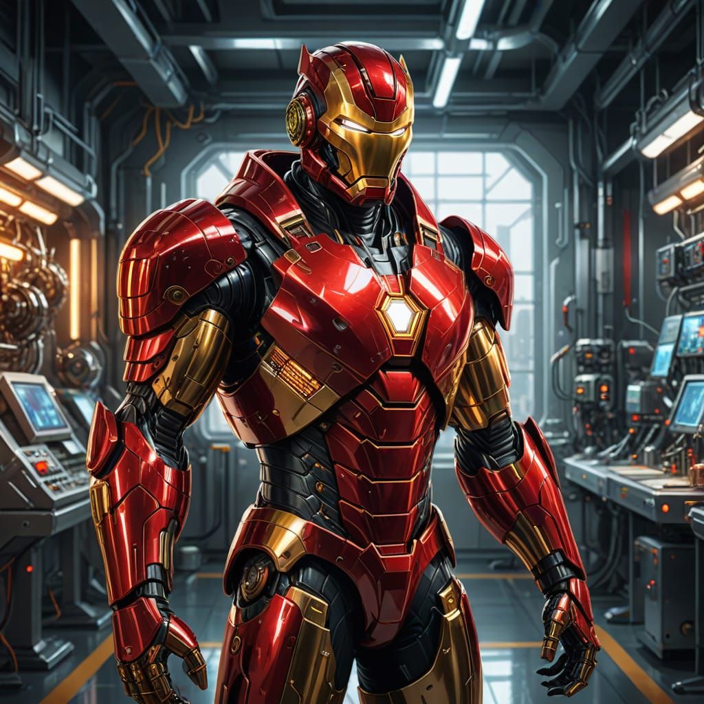 Futuristic Hero in High-Tech Lab Digital Painting