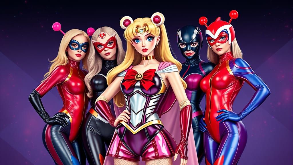Sailor Moon as Latex Supergirl in Manga Style